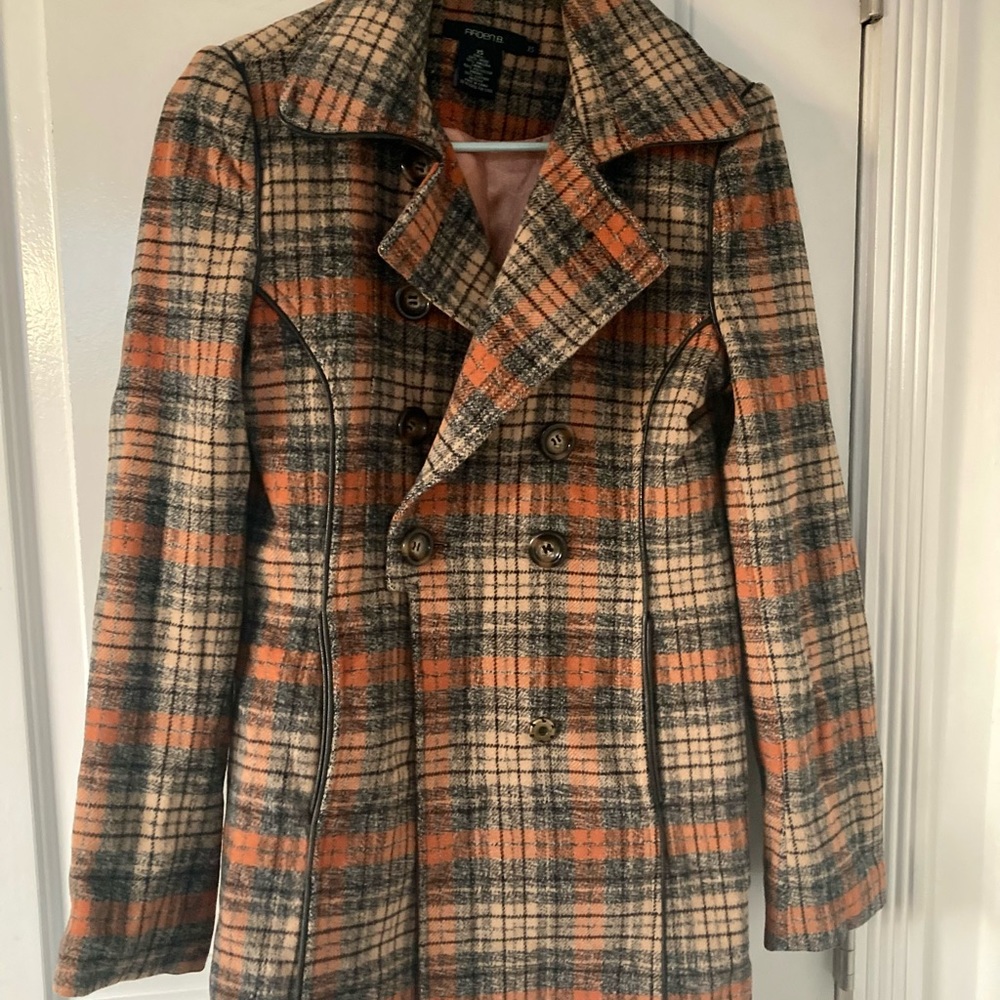 Arden B Plaid Wool Pea Coat